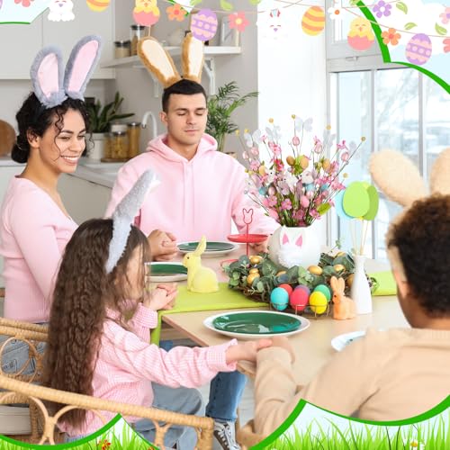 Maysing 12 Pcs Artificial Easter Bunny Picks Stems Spring Berry Floral Tree Branches with Easter Egg Twig Branches Butterf...