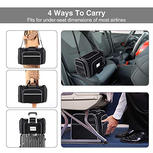 MASKEYON TSA Airline Approved Large Pet Travel Carrier,4 Sides Expandable with 2 Mesh Pockets,3 Entry, Soft Sided Collapsi...
