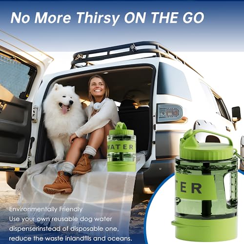 77oz Dog Water Dispenser, Camping Essentials, Large Travel Bottle with Pull-Out Drinking Bowl, Portable Beach Accessories,...