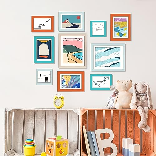VIOLABBEY 4x6 Picture Frames Set of 4, Colorful Photo Frame of Modern Style, High Definition Tempered Real Glass, Wall Mou...