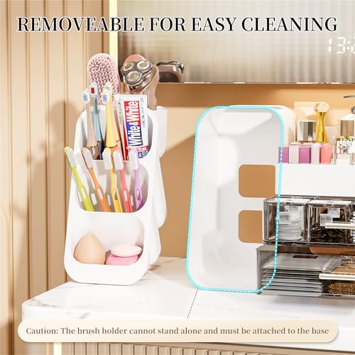 Makeup Organizer with Drawers for Vanity Bathroom Counter Organizers and Storage, Large Skincare Organizer with Brush Toot...