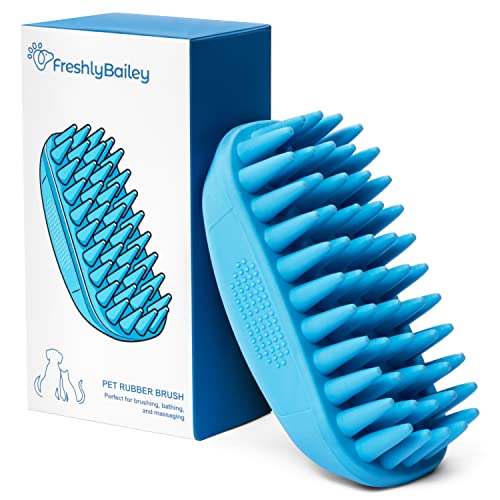 Rubber Curry Brush Dog for Short Haired Dogs - Soft & Gentle Deshedding Brush - Use Wet as Bath Brush or Dry for Grooming ...