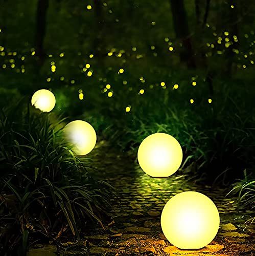 Hathdia 8-Inch LED Ball Light, Multi-Color Rechargeable Night Lights Waterproof Dimmable Mood Lamp with Remote for Home Ga...