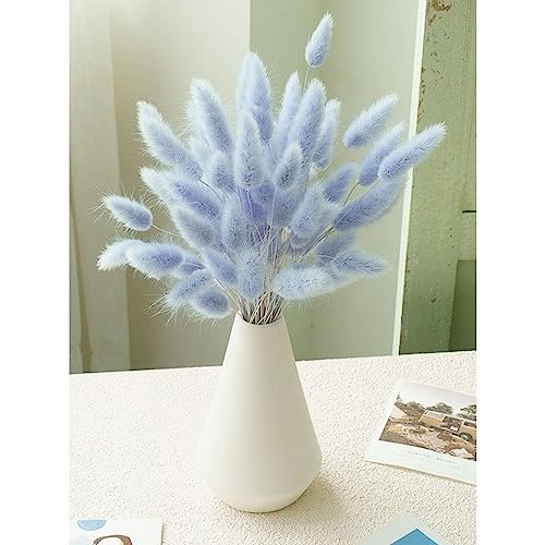 120 PCS Blue Dried Pampas Grass Decor, 17-inch Pompas Floral, Dry Flowers for Decoration, Pampas Grass in Bulk Tall, Blue ...