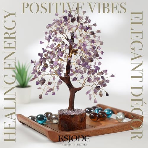 KSJONE Amethyst Crystal Tree of Life Handmade Feng Shui Bonsai Crystal Healing Money Tree | Boho Decor | Home Decor Trees ...