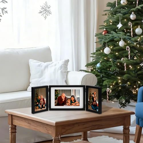 RIVERVALLA Black Picture Frame 4x6 3 Photo Frames Multiple Pictures Collage for 4x6 5x7 Picture Photo Display Desktop Deco...