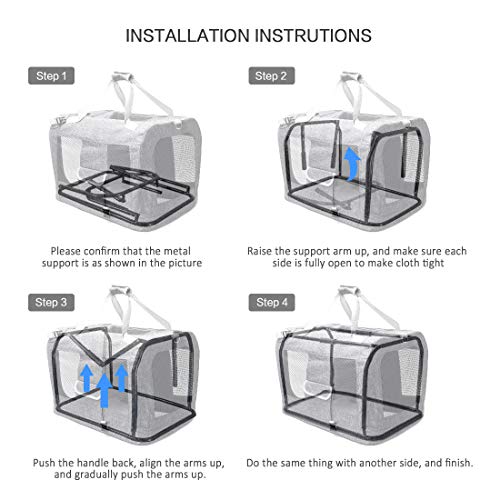 Petseek Extra Large Cat Carrier Soft Sided, Portable Small Dog Carrier for 2 Cats, 24"x16.5"x16" Car Travel Folding Comfor...