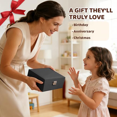 Homeanda Jewelry box 2 layer Jewelry box Leather Jewelry boxes for Women Girls Teens Jewelry organizer box Jewelry Storage...