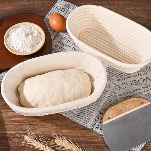 "Saint Germain Bakery Premium Round Bread Banneton Basket with Liner - Perfect Brotform Proofing Basket for Making Beautif...