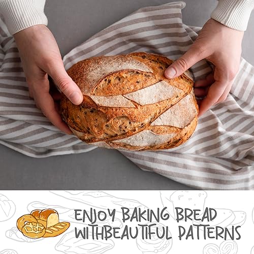 DOYOLLA Bread Proofing Baskets Set of 2 10 inch Oval Shaped Dough Proofing Bowls w/Liners Perfect for Professional & Home ...
