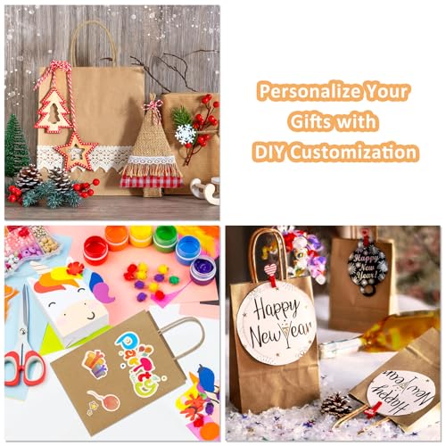 BagDream 200Pcs Gift Bags 5.25x3x8 Kraft Brown Paper Gift Bags with Handles Bulk, Small Paper Sacks for Birthday Wedding P...