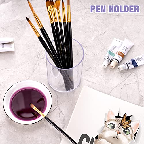 NiOffice Stylish Clear Acrylic Desk Organizer Pen and Pencil Holders Set of 3, Round Makeup Brush Storage Perfect for Hom...