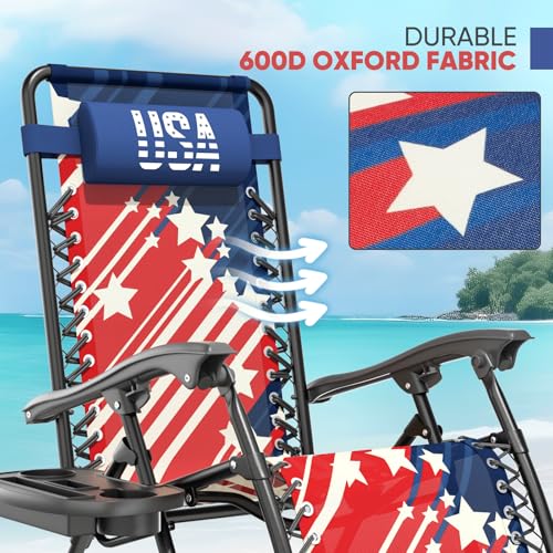 Magshion Zero Gravity Lounge Chairs 2 Pack, Adjustable Folding Recliner with Side Tray Cup Holder, Removable Headrest Pill...