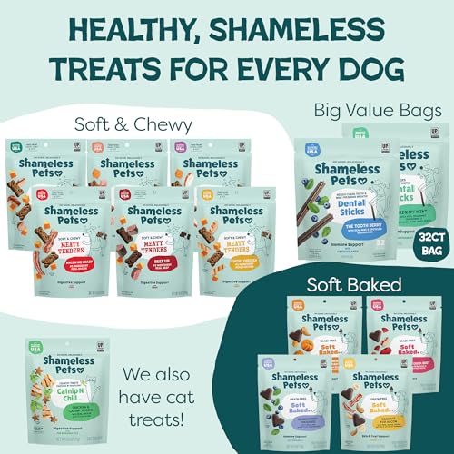 Shameless Pets Blueberry & Mint Dental Chews for Dogs, 8 Chews - Natural Dog Teeth Cleaning Treats with Fresh Breath Benef...