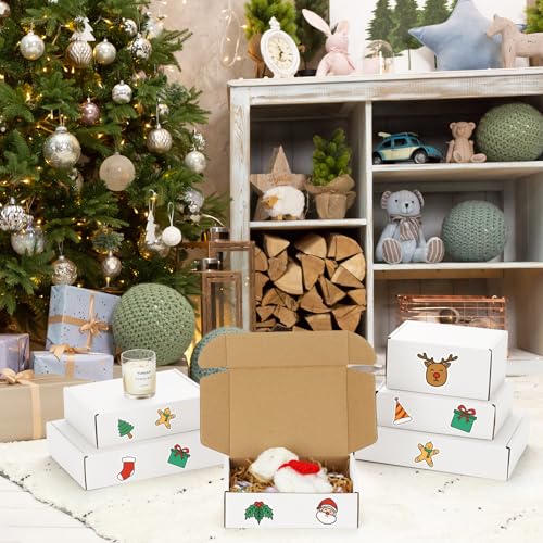 Eupako 30 Pack Small Shipping Boxes Assorted Sizes, 6x4x3, 7x5x2, 9x6x2-10 PCS Each Small Boxes, White Corrugated Box Mail...
