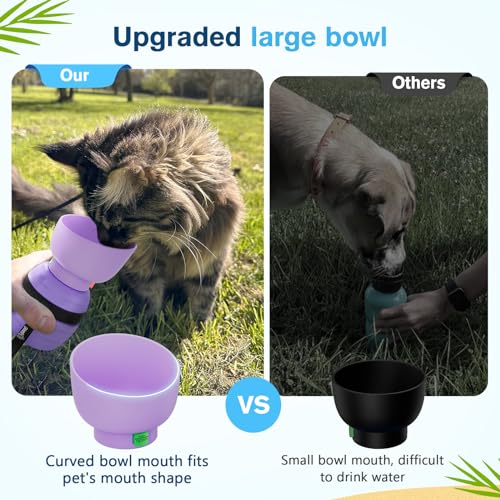 Pecute Portable Dog Water Bottle, 2 in 1 Cat Dog Travel Water Bottle Bowl Leakproof with Double Seal, BPA Free, Lightweigh...