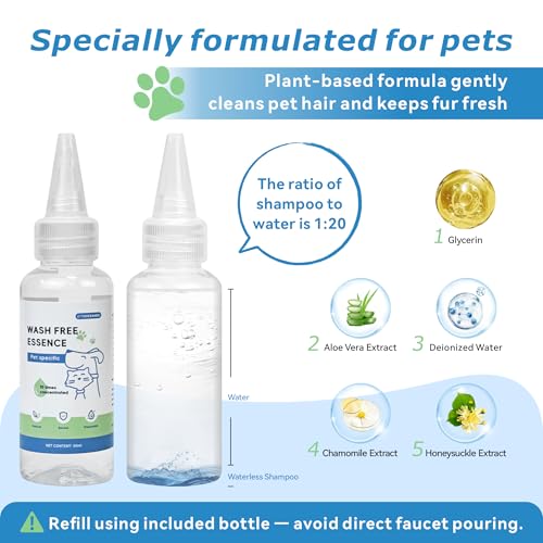 4-in-1 Pet Steam Brush for Dog & cat brush for shedding,Spray Hair Removal Comb with Waterless Shampoo–Self-Cleaning Pet G...