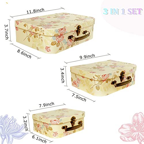 Amedoo Paperboard Suitcases(Set of 3), Gift Boxes With Lids For Presents, Photo Storage, Dolls, Perfect for Home Decoratio...