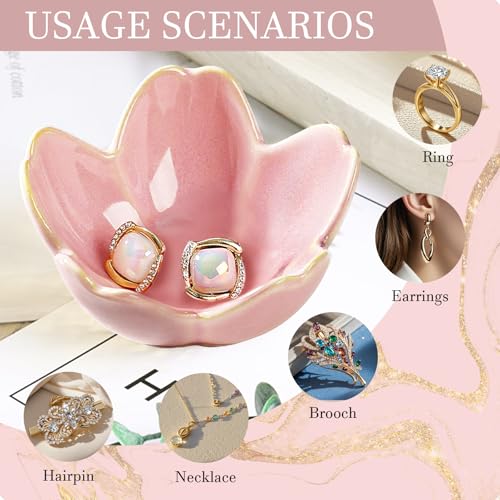 Jewelry Dish Birthday Christmas Gifts For Women Ceramic Ring Holder Jewelry Tray Vanity Organizer Pink Room Decor Aestheti...