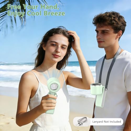 Portable Handheld Turbo Fan, 180° Foldable Mini Desk Fan with 5 Wind Speed, Portable Fan Rechargeable, LED Display, Small ...