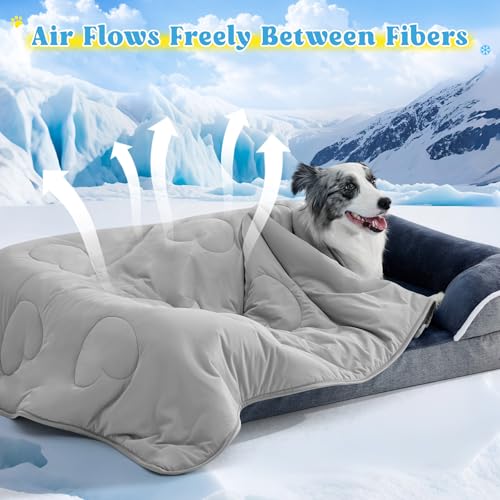 Cooling Blanket for Dogs, Lightweight & Durable Dog Cooling Mat, Q-MAX>0.45 Soft Breathable Pets Comforter for Couch, Bed...