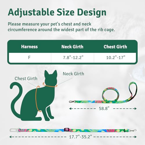 Cat Harness and Leash Set, Anti Escape Adjustable Cat Leash, Comfortable Soft Lightweight, Use Safe & Easy, Suitable for S...