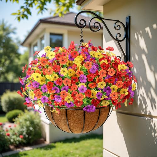 Alupssuc 24 Bundles Artificial Flowers for Outdoors Decoration, UV Resistant Silk Faux Floral Spring Summer Fake Plastic P...