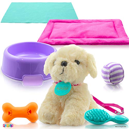 Play22 Plush Puppy Doll Set for Kids 9 PCS - Baby Doll Accessories - Doll Puppy Set - 4 Year Old Girl Birthday Gifts, Litt...
