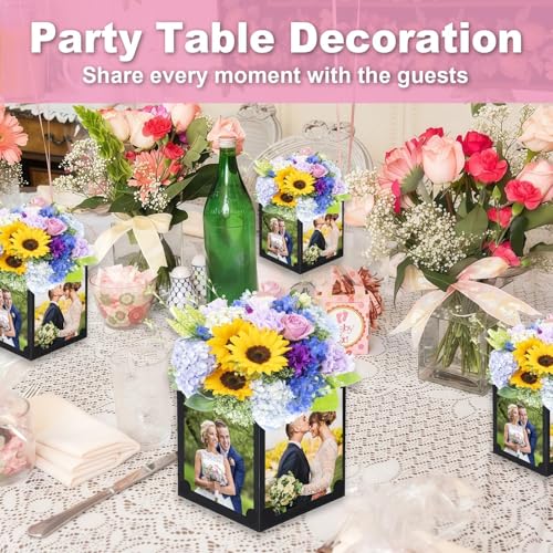 12 Pcs Graduation Picture Centerpiece for Table 4x6 Photo & Flower Display, Picture Frame Centerpieces Paper Box for Congr...
