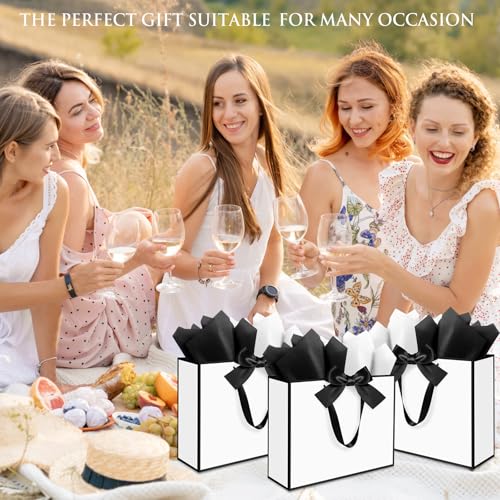 Ethhqu 3 Pack Elegant Large Gift Bags with Handles, 12.6x10x4 Inch - Set Includes Tissue Paper & Cards for Birthday, Baby ...