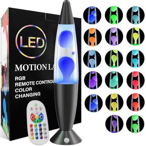 Large LED Liquid Motion Lamps Black 17 Colors Changing Lamp 16 Inch with Remote Giant Relax Mood Night Light for Kids Adul...