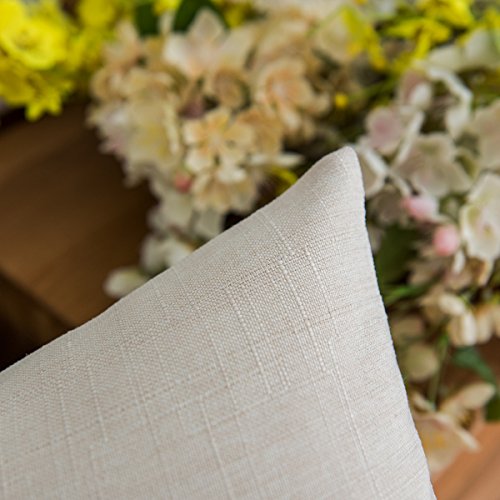 Jeanerlor Lined Linen White Throw Pillow Cover 12x20 inch Cushion Case from Home Decor for Baby/Children, (30 x 50 cm), Li...