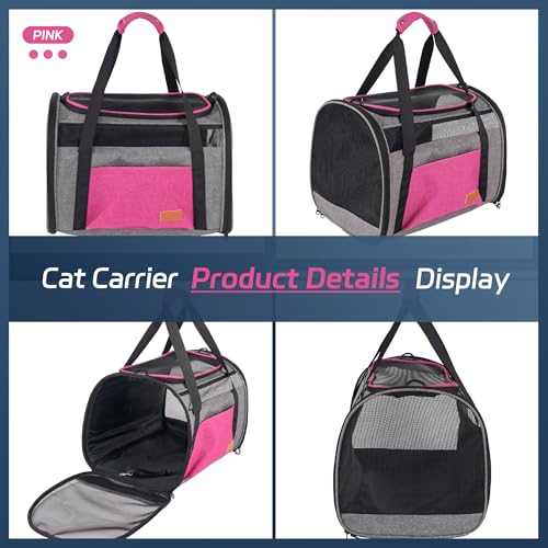 Large Cat Carrier for 20 lbs Pets - Soft Sided Breathable Mesh Travel Carrier, Airline Approved, Washable for Small Dogs P...