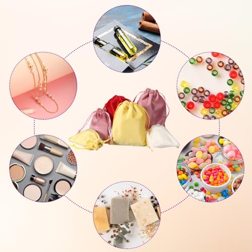 uxcell 12pcs Velvet Gift Bags, 2.8x3.5 Inch Small Jewelry Velvet Drawstrings Pouches Gift Bags for Wedding Favor Party Jew...