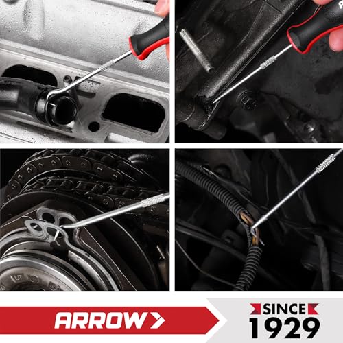 ARROW 4-Piece Precision Hook and Pick Set with Pouch, Mini Pick Tool Set for Automotive Mechanic, O-Ring Removal Tool, Oil...