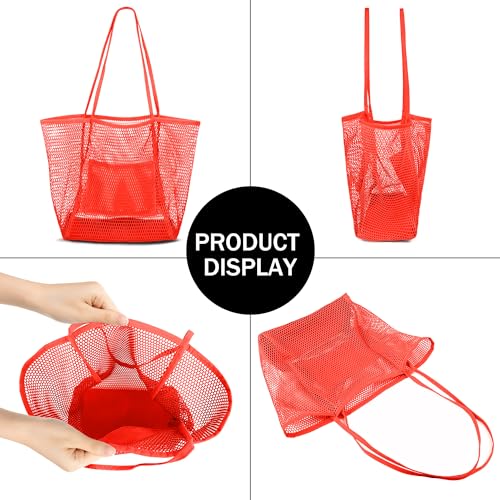Frenou Mesh Tote Beach Bag For Women Fairycore Hobo Bag,Shoulder Bag Casual Crochet Bags Orange