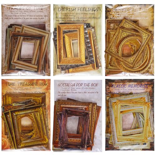 oruola 180pcs Scrapbook Frames,Frame Stickers for Junk Journal,Pasteable Vintage Scrapbook Photo Frames Stickers,Scrapbook...