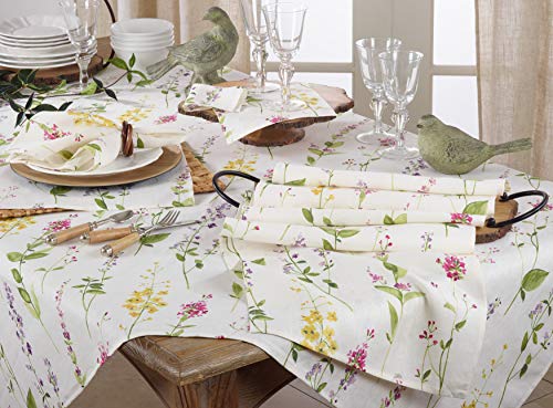Watercolor Floral Stems Linen Table Runner
