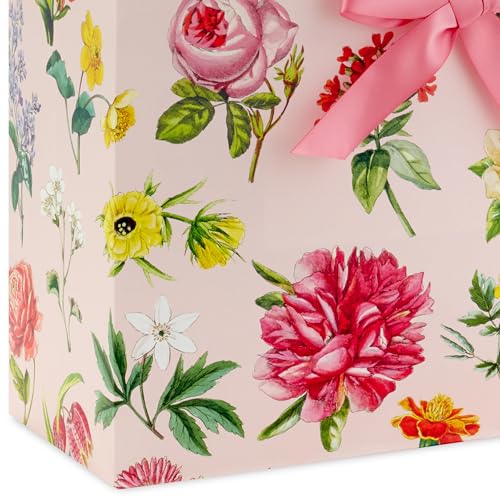 Hallmark 10" Large Mother's Day Gift Bag with Tissue Paper (Vintage Floral with Pink Bow) for Valentine's Day, Easter, Bri...