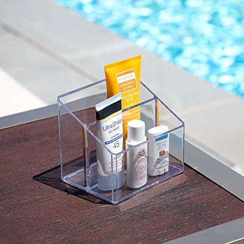 Isaac Jacobs Clear Acrylic 2-Section Organizer, Remote Holder & Multi-Functional Makeup, Brush, Pen & Pencil Storage Solut...