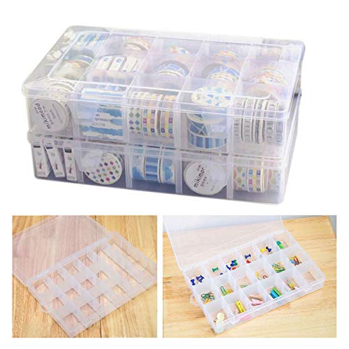 5 Pack Plastic Jewelry Organizer Box 18 Big Girds Clear Storage Organizer Case with Adjustable Dividers Jewelry Storage Co...