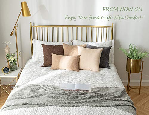 Stellhome Burlap Throw Pillow Covers Square Solid Decorative Farmhouse Linen Cushion Covers for Bed Couch Sofa Bench, 18 x...