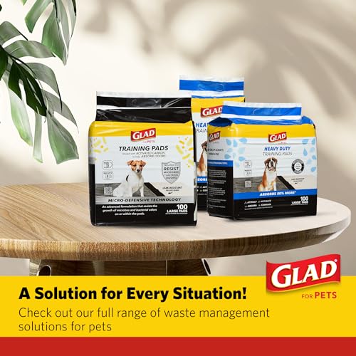 Glad for Pets XL Heavy Duty Activated Carbon Puppy Essentials Training Pads - Zero Odor, Ultra Absorbent Pads for Puppy Po...