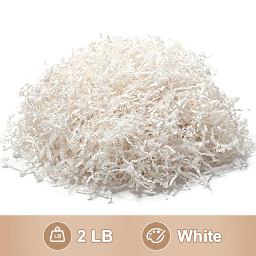 Wowxyz 2 LB Crinkle Cut Paper Shred White Crinkle Shredded Paper - Gift Box Baskets Bag Filler - Confetti Stuffing for Bir...