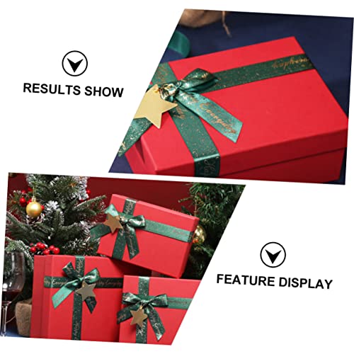 KALLORY 2pcs Boxes Holiday Packing Boxes for Christmas Birthday Ribbons Elegant Bronzing Craftsmanship for Any Celebration