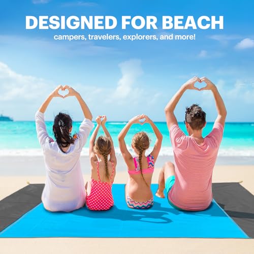EASYFUN Beach Blanket Sandproof Oversized, 79''×83'' Extra Large Beach Mat, Portable Picnic Mat for Travel Camping Hiking,...