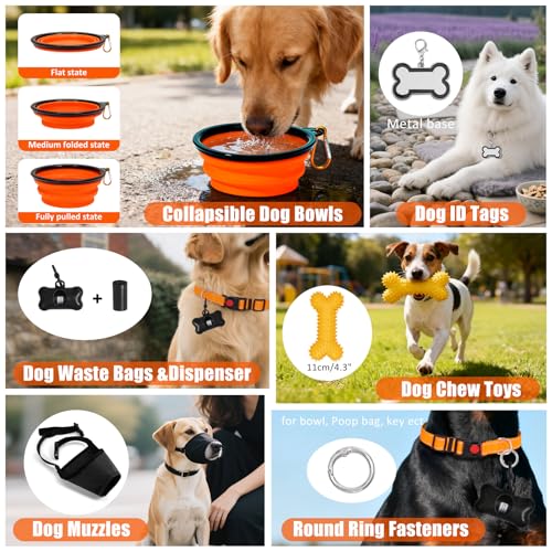 YXFDOYT No Pull Dog Harness Adjustable Collar & Leash Set - Dog Halter Harnesses Collapsible Bowls & Poop Bag Dispenser Mu...