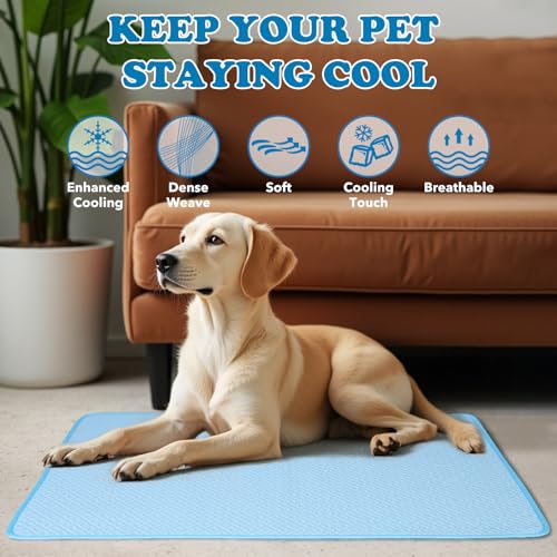 VeMee Dog Cooling Mat Breathable Cooling Mat for Dogs Cats Self Cooling Pad Non-Slip Washable for Indoor Outdoor Pets (Sky...