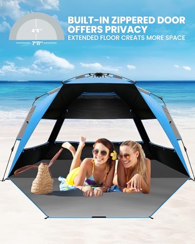 OutdoorMaster Beach Tent with Blackout Shelter Technology, Portable Sun Shade Shelter 4 Person, Pop Up Beach Tents with UP...