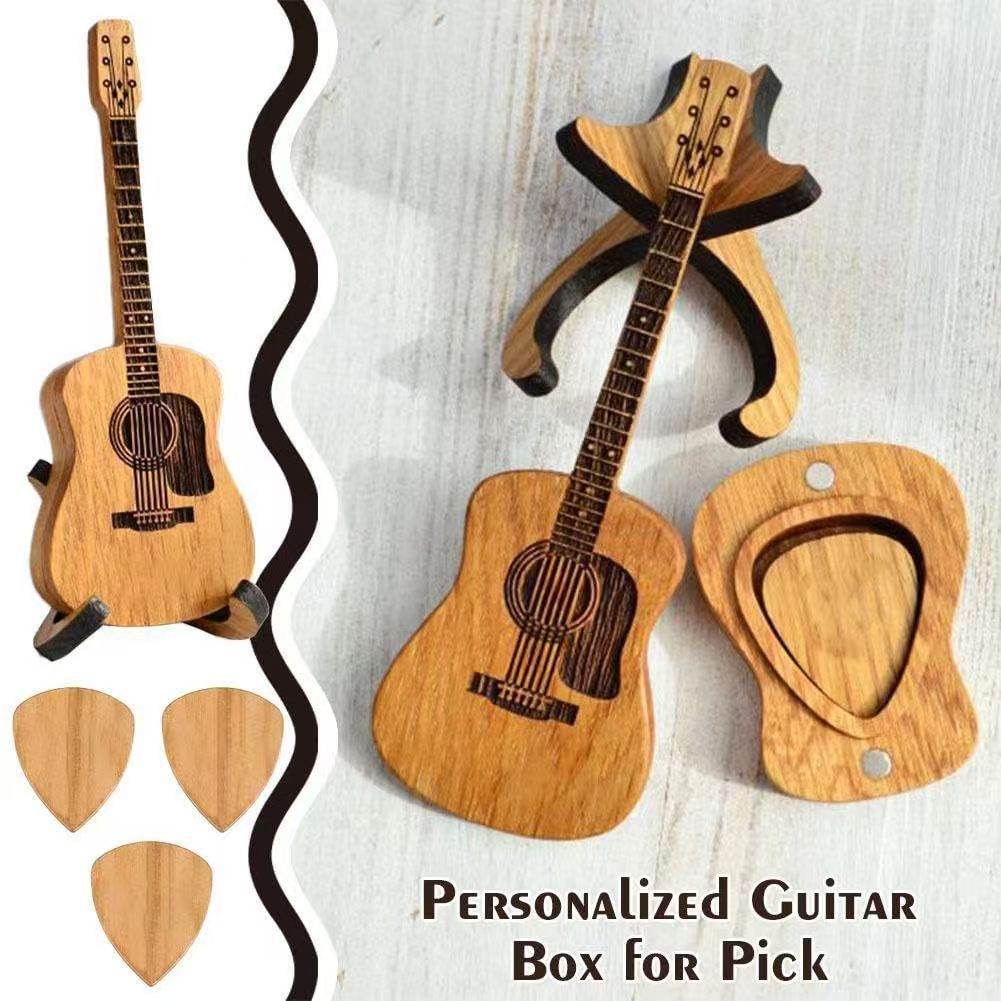Custom Wooden Guitar Ornament With Stand Wooden Guitar Picks Wood Craft Decoration